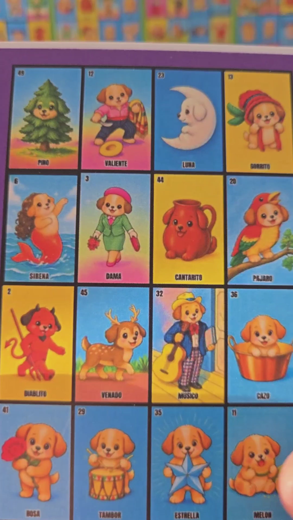 20 Mini Loteria Puppy Design 4 1/2 x 3 inches (pocket size)