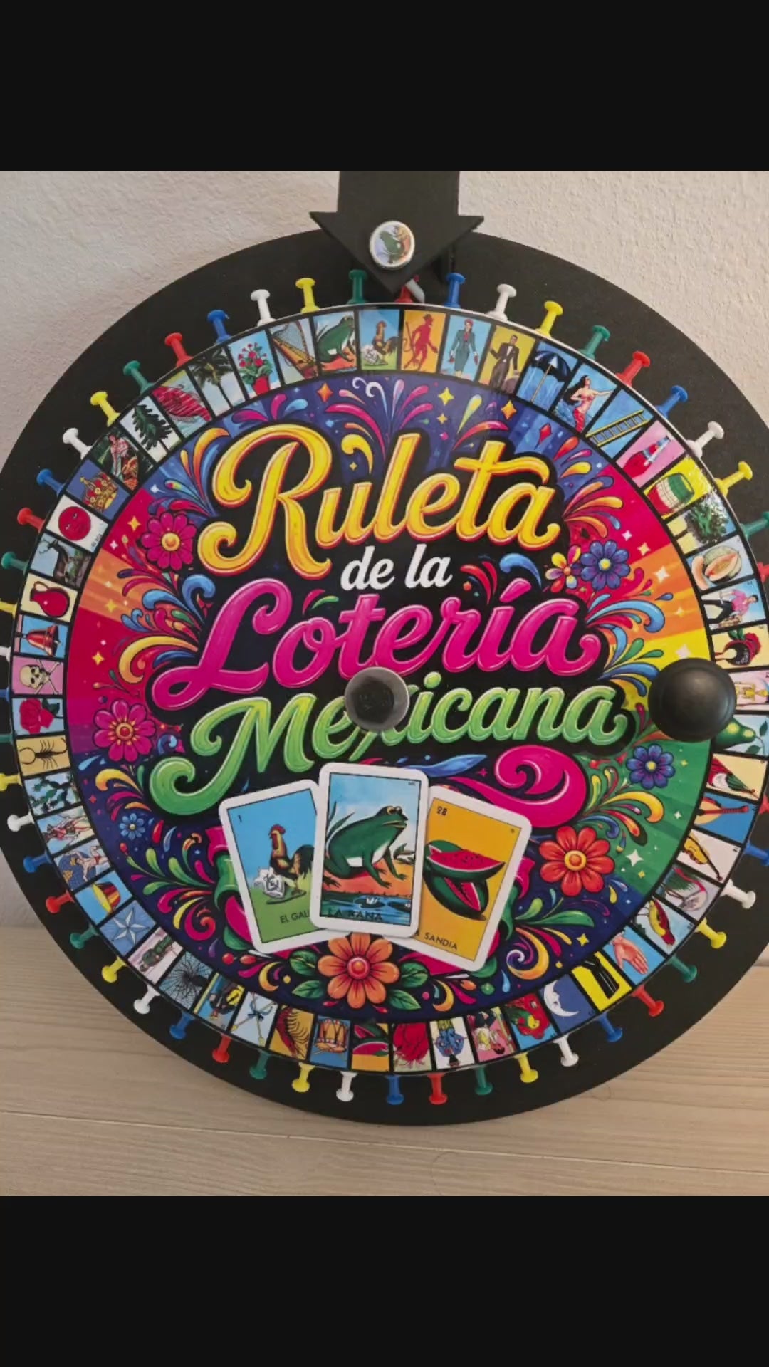 Mexican Loteria Spinning Wheel Game with Cards | Family Party Game | Lotería Roulette Set